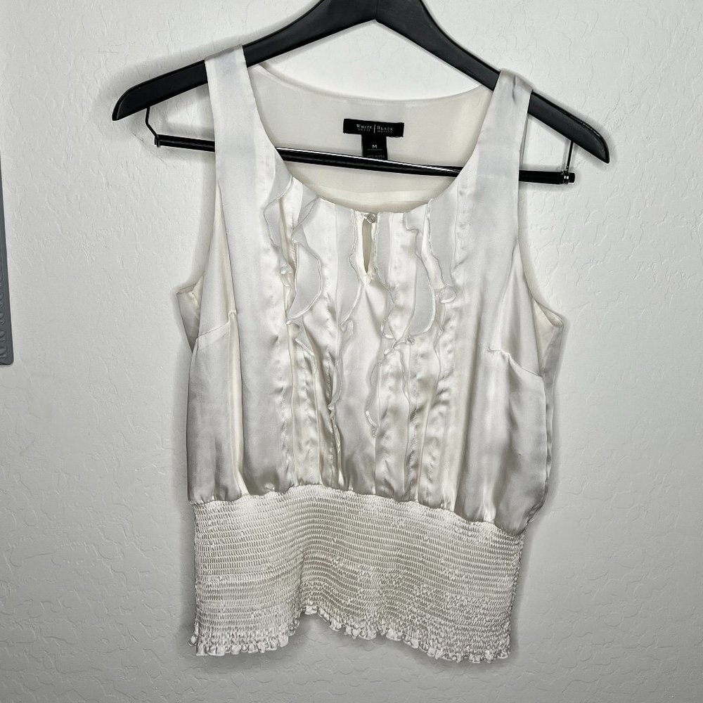 White House Black Market Ruffle-Front Sleeveless Shell Top - Size M